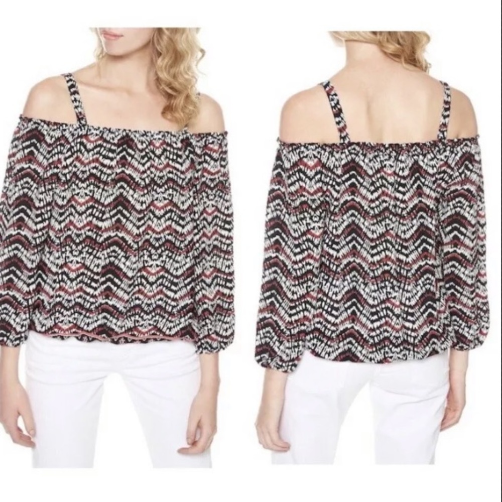 Sanctuary Multicolored Tori Chevron Cold Shoulders Top Womens XL NEW